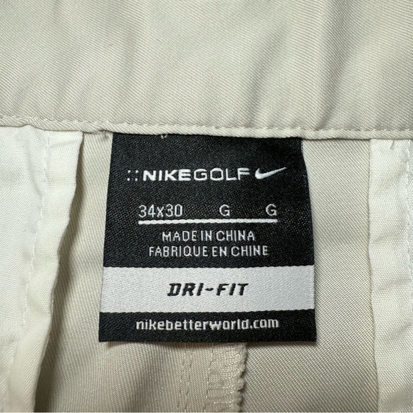 Nike Golf Tour Performance Dri Fit Golf Pants Mens Sz 34x30 Light Tan Stretch - Picture 5 of 6